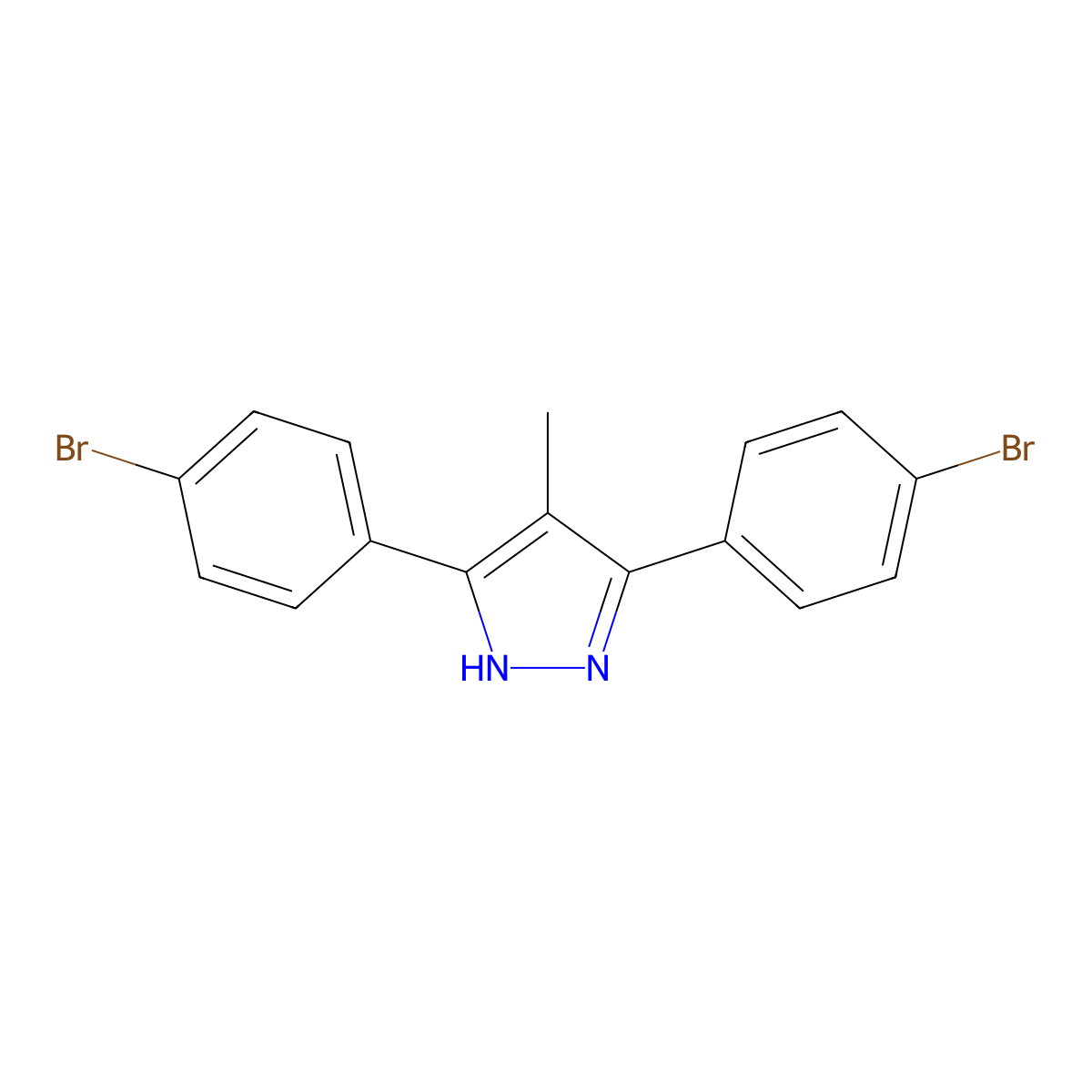 3,5-bis(4-bromophenyl)-4-methyl-1H-pyrazole molecular structure, CAS 1159937-19-5