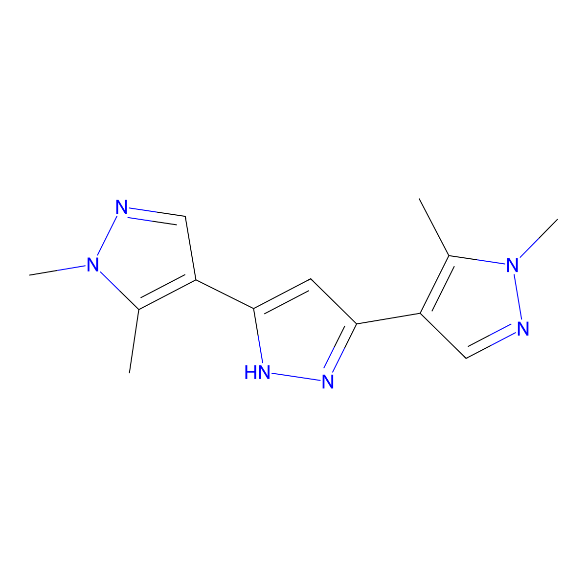 1,1'',5,5''-tetramethyl-1H,1'H,1''H-4,3':5',4''-terpyrazole molecular structure, CAS 1159939-35-1