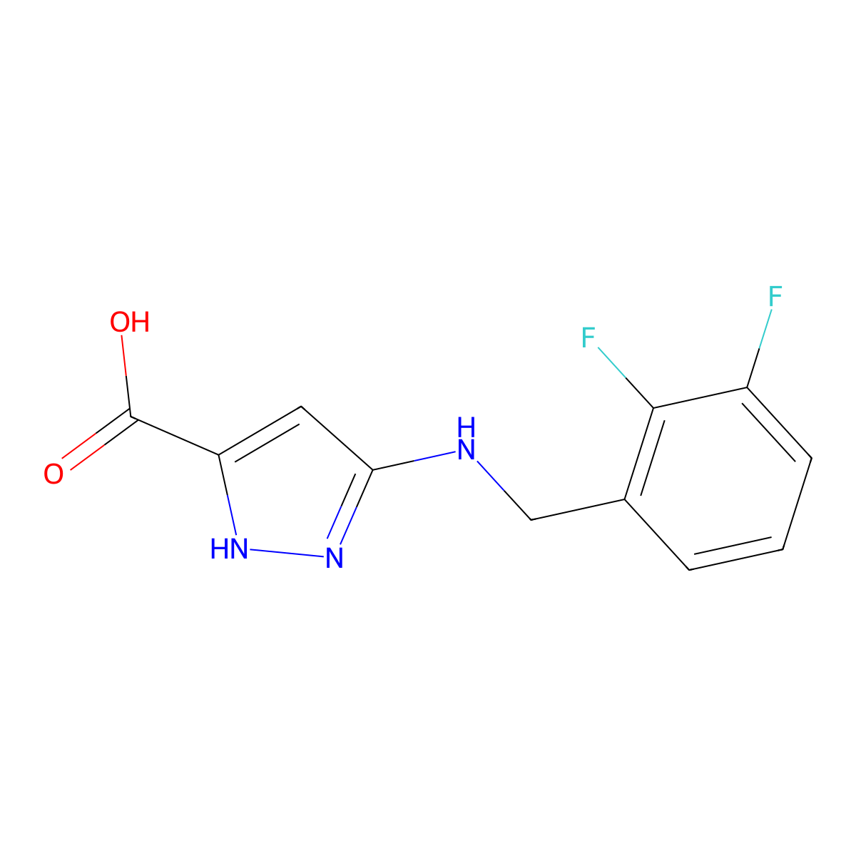 3-[(2,3-difluorobenzyl)amino]-1H-pyrazole-5-carboxylic acid molecular structure, CAS 1159940-85-8