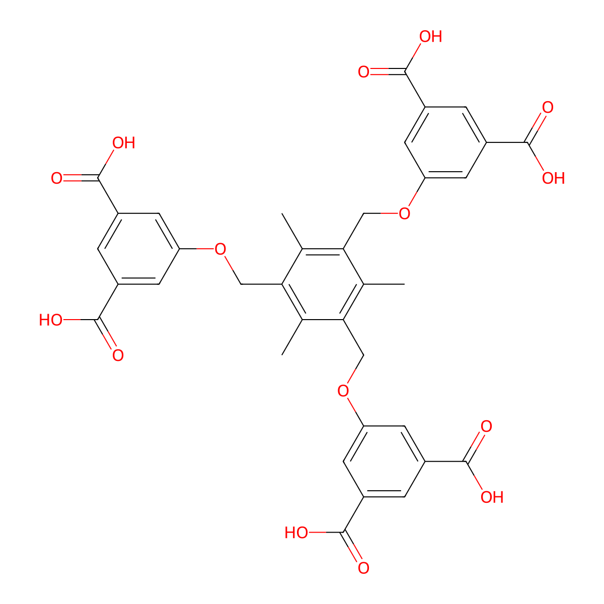 5,5',5''-(((2,4,6-Trimethylbenzene-1,3,5-triyl)tris(methylene))tris(oxy))triisophthalic acid molecular structure, CAS 1159974-70-5