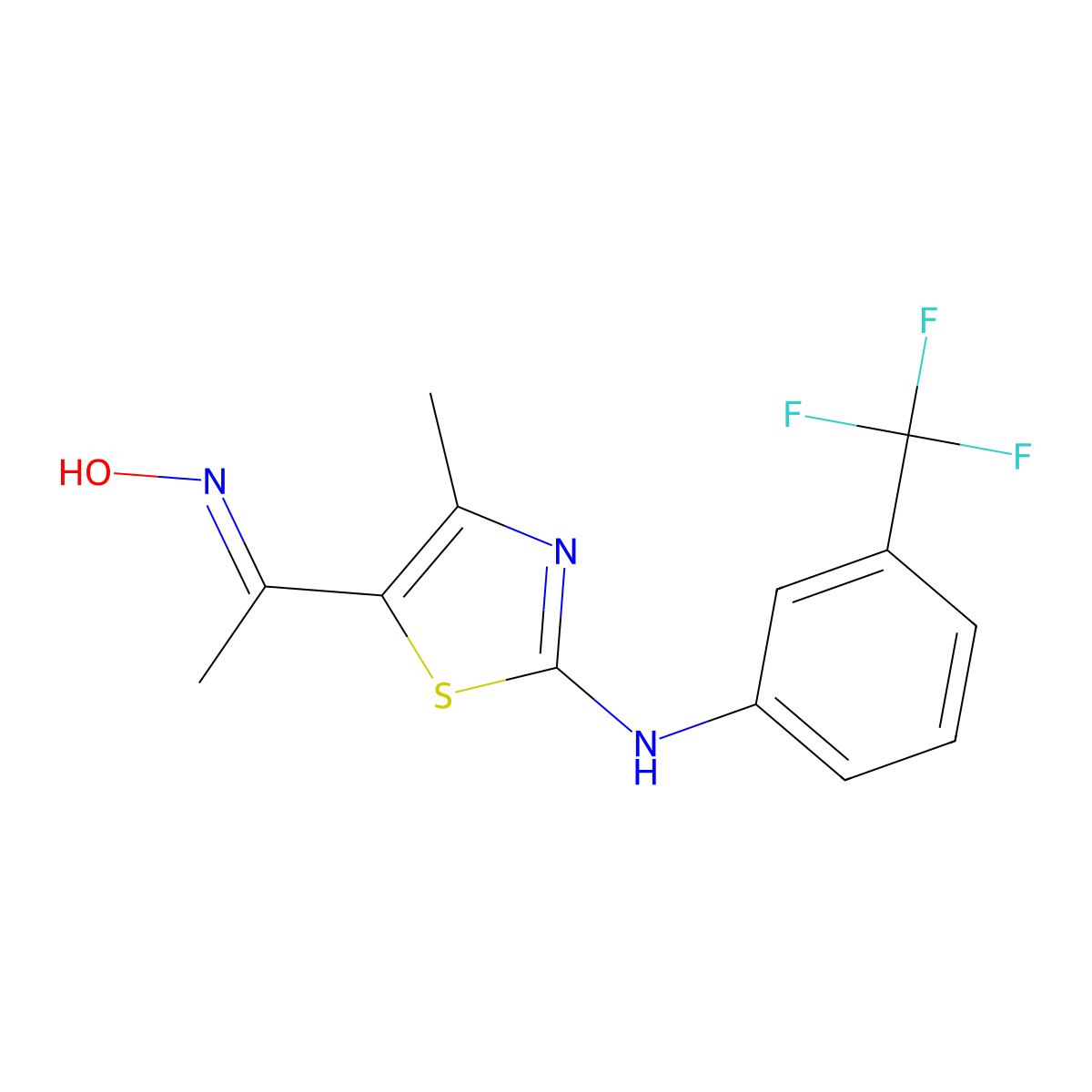 5-[1-(hydroxyimino)ethyl]-4-methyl-N-[3-(trifluoromethyl)phenyl]-1,3-thiazol-2-amine molecular structure, CAS 1159976-73-4