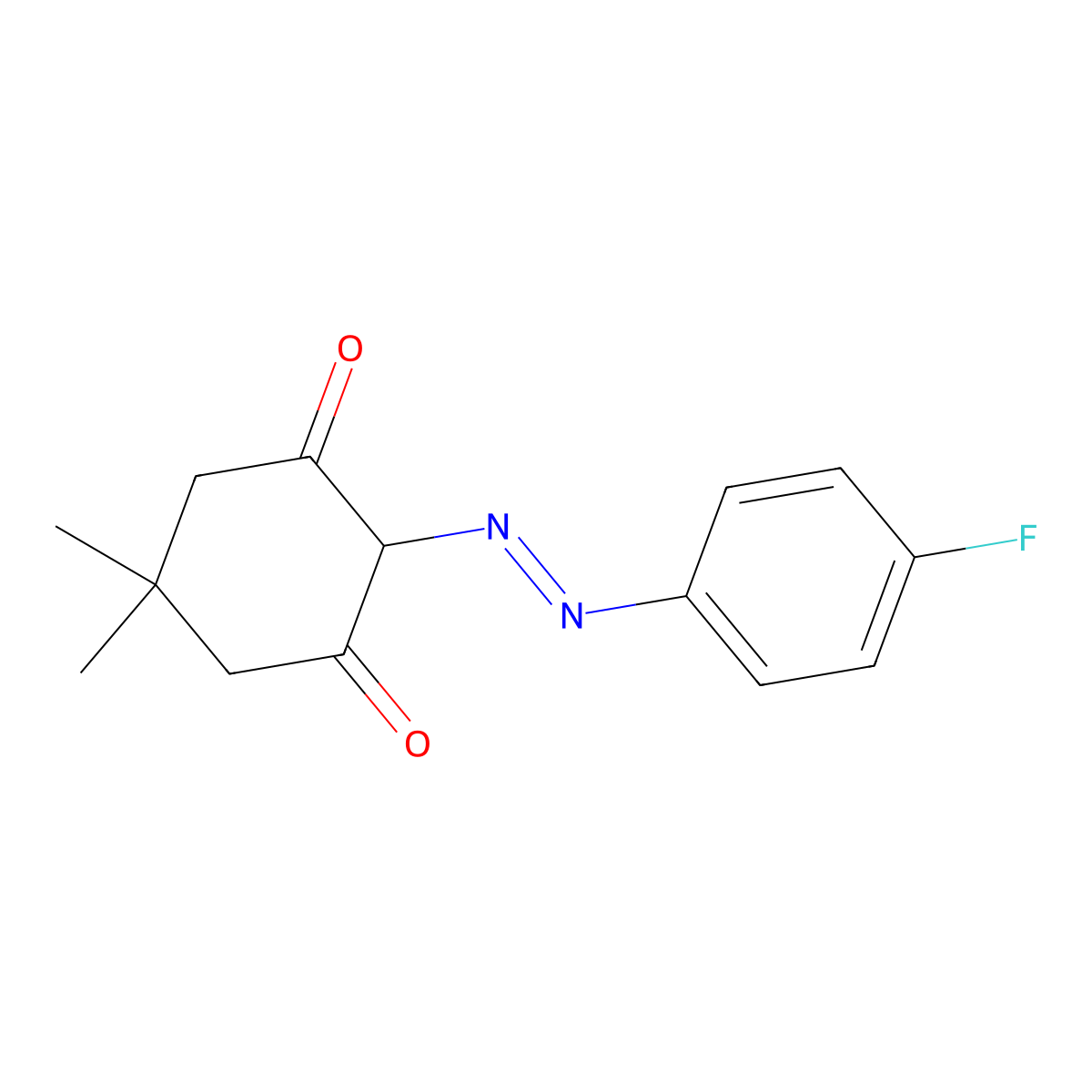 2-((4-Fluorophenyl)diazenyl)-5,5-dimethylcyclohexane-1,3-dione molecular structure, CAS 1159976-76-7
