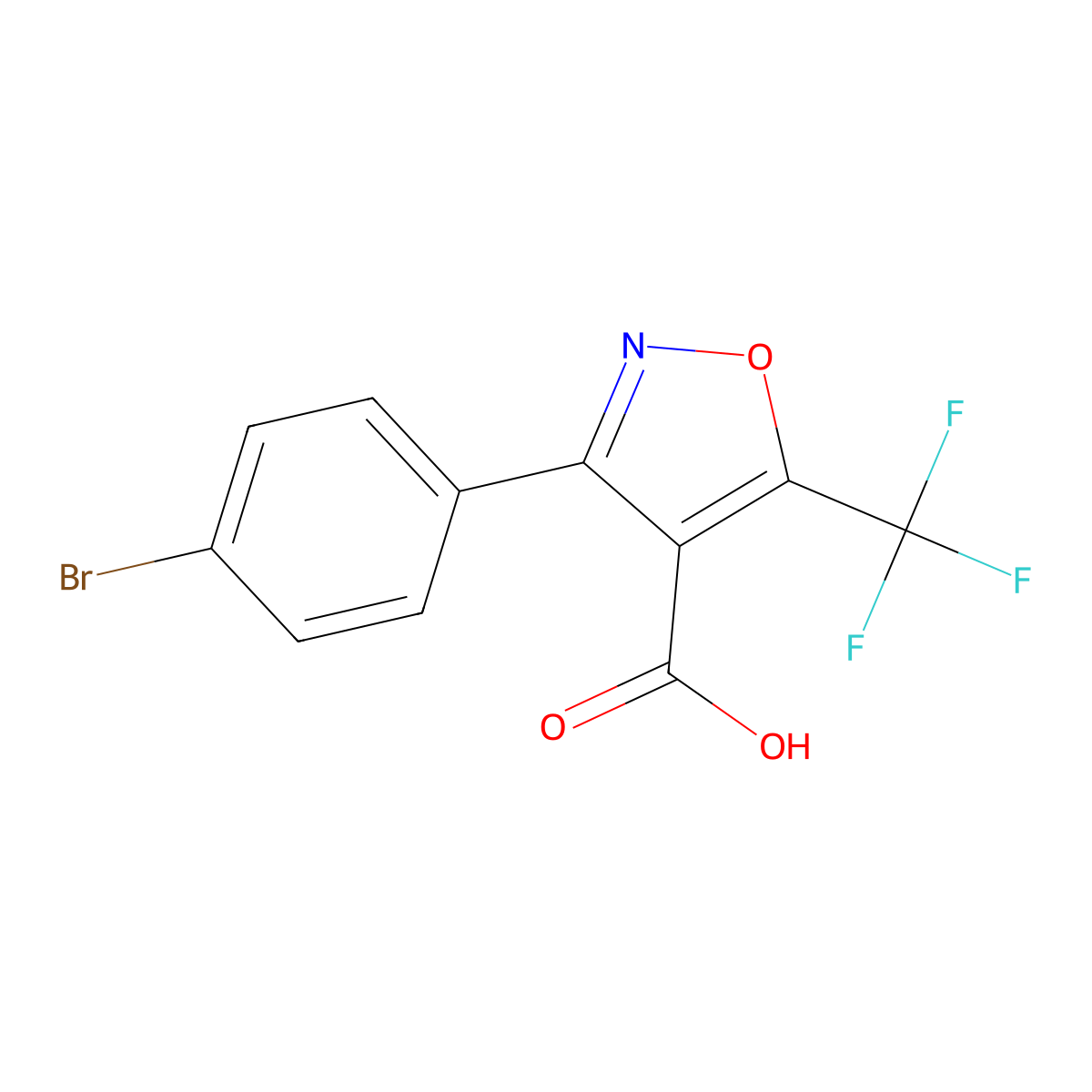 3-(4-Bromophenyl)-5-(trifluoromethyl)-4-isoxazolecarboxylic acid molecular structure, CAS 1159978-82-1