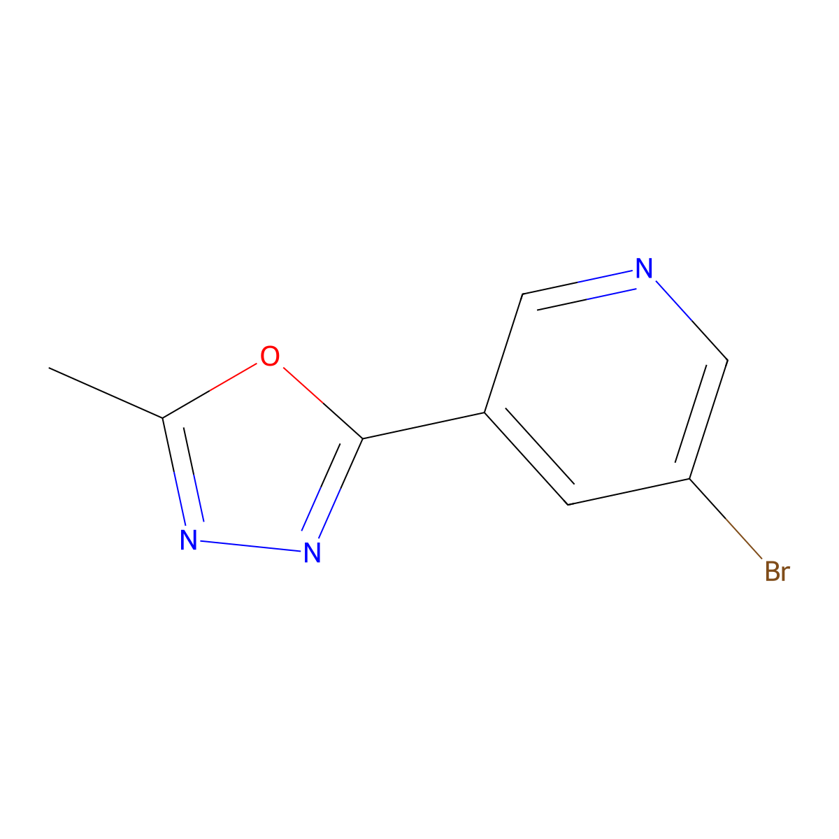 3-Bromo-5-(5-methyl-1,3,4-oxadiazol-2-yl)pyridine molecular structure, CAS 1159979-16-4