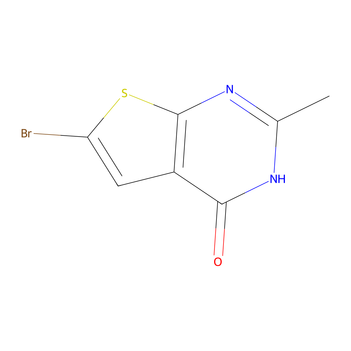 6-bromo-2-methyl-3H,4H-thieno[2,3-d]pyrimidin-4-one molecular structure, CAS 1159979-34-6