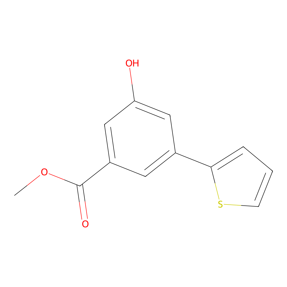 Methyl 3-hydroxy-5-(2-thienyl)benzoate molecular structure, CAS 1159979-37-9