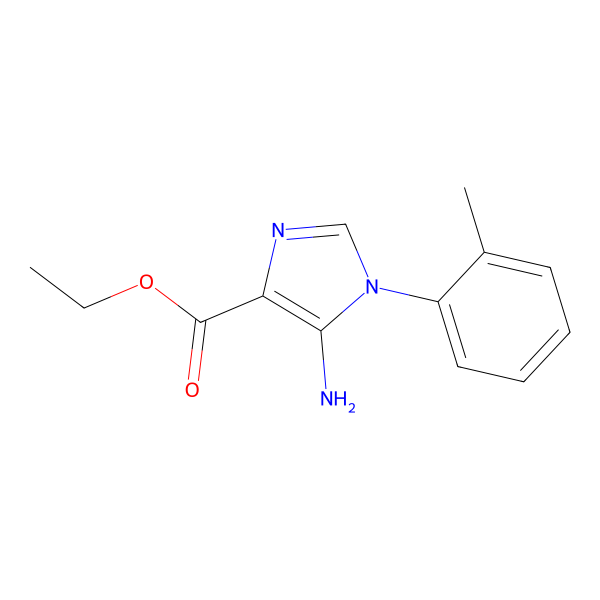 ethyl 5-amino-1-(2-methylphenyl)-1H-imidazole-4-carboxylate molecular structure, CAS 1159979-51-7