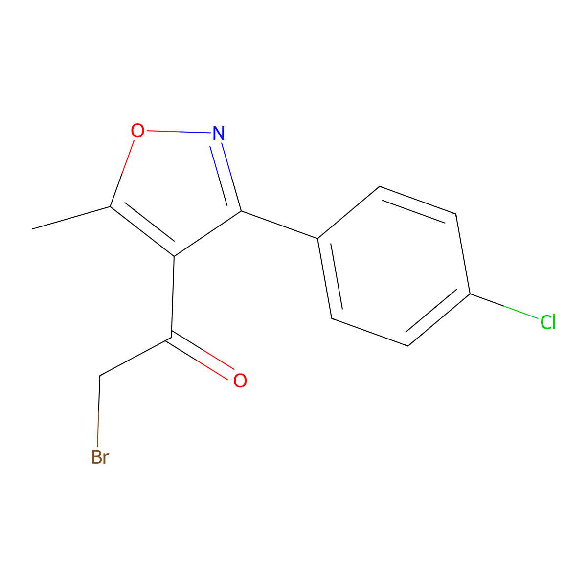 2-Bromo-1-[3-(4-chloro-phenyl)-5-methyl-isoxazol-4-yl]-ethanone molecular structure, CAS 1159981-10-8