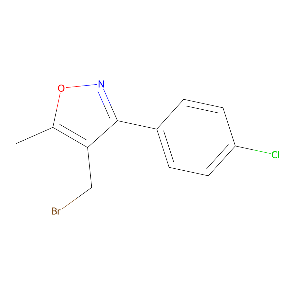 4-(Bromomethyl)-3-(4-chlorophenyl)-5-methylisoxazole molecular structure, CAS 1159981-13-1