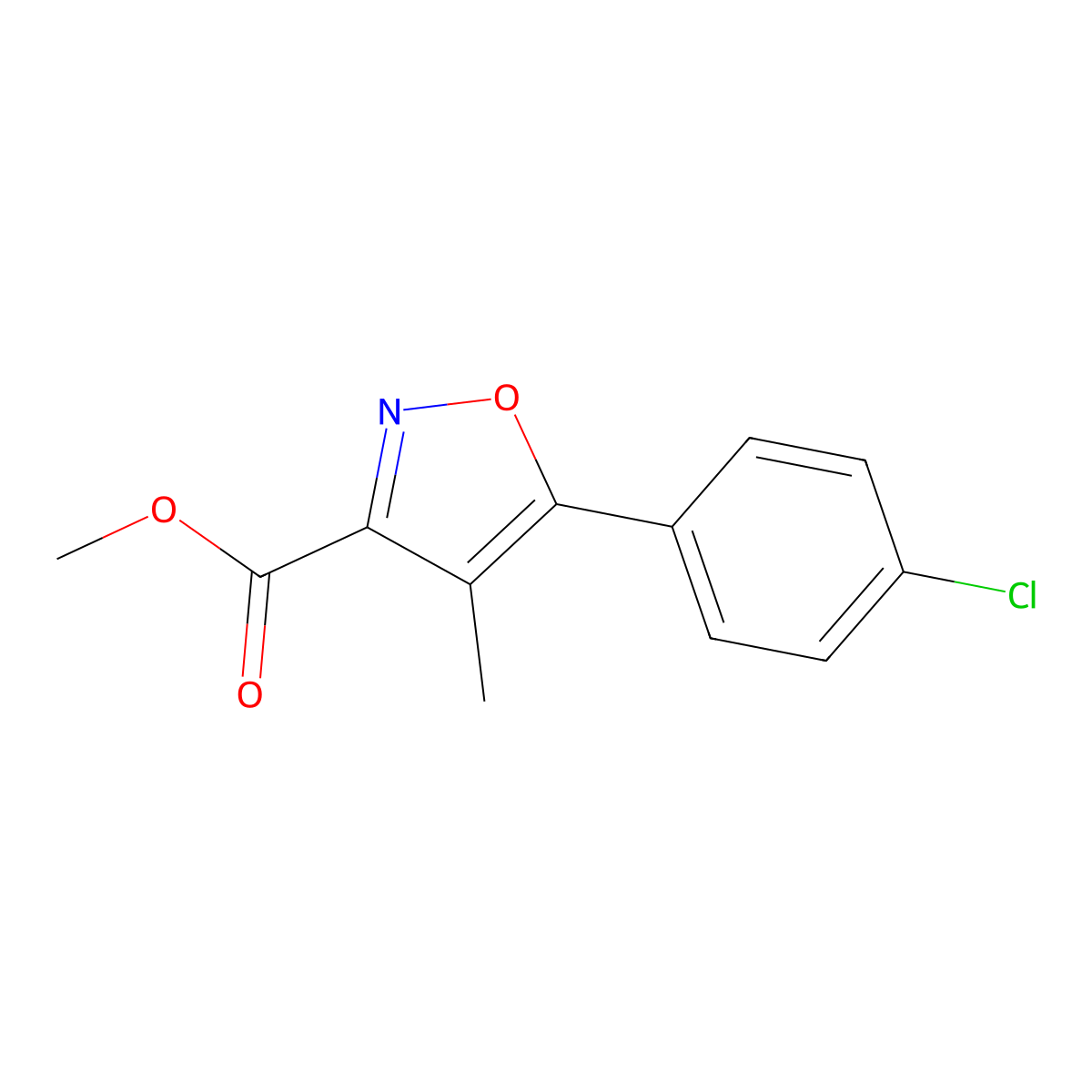 Methyl 5-(4-chlorophenyl)-4-methyl-1,2-oxazole-3-carboxylate molecular structure, CAS 1159981-42-6