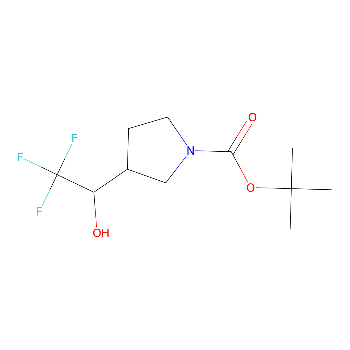 Tert-butyl 3-(2,2,2-trifluoro-1-hydroxyethyl)pyrrolidine-1-carboxylate molecular structure, CAS 1159981-94-8