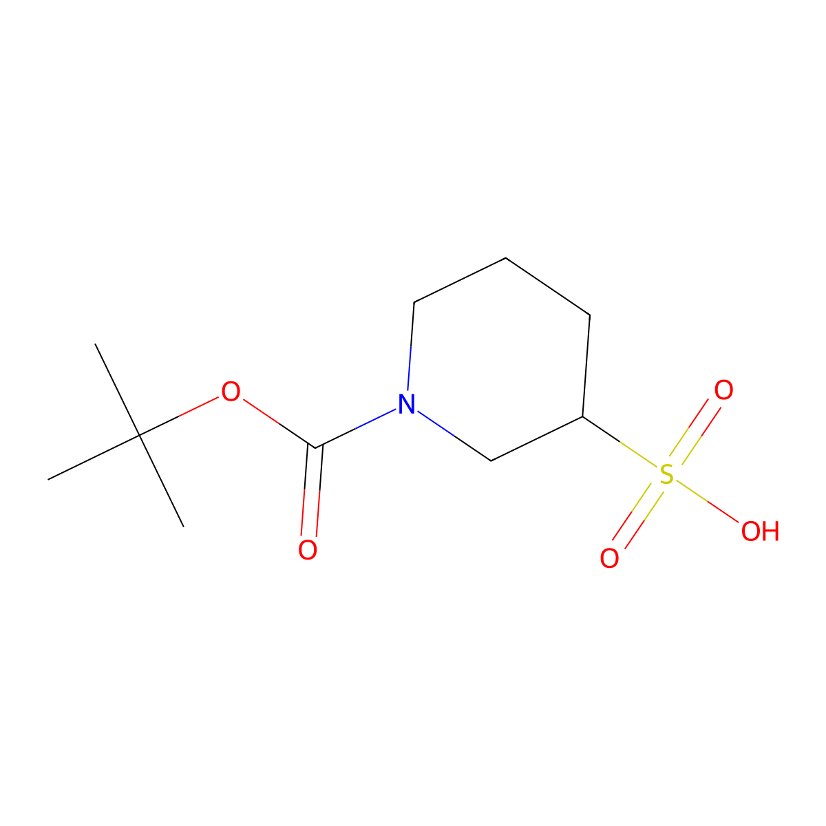 1-(Tert-butoxycarbonyl)piperidine-3-sulfonic acid molecular structure, CAS 1159982-31-6
