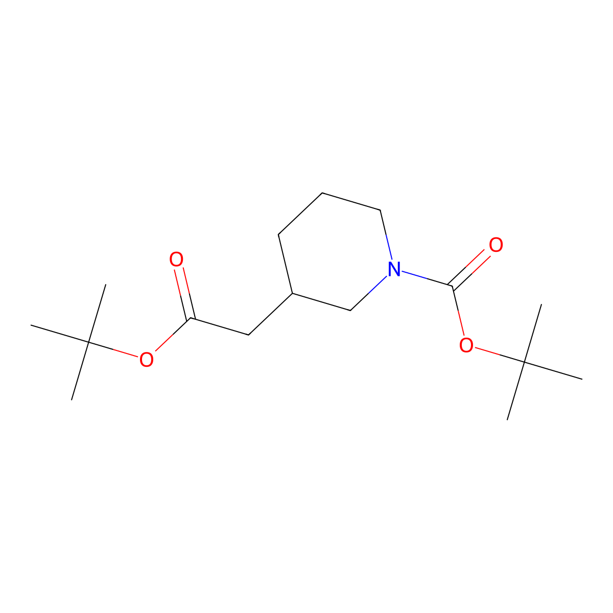 Tert-butyl 3-(2-tert-butoxy-2-oxoethyl)piperidine-1-carboxylate molecular structure, CAS 1159982-66-7