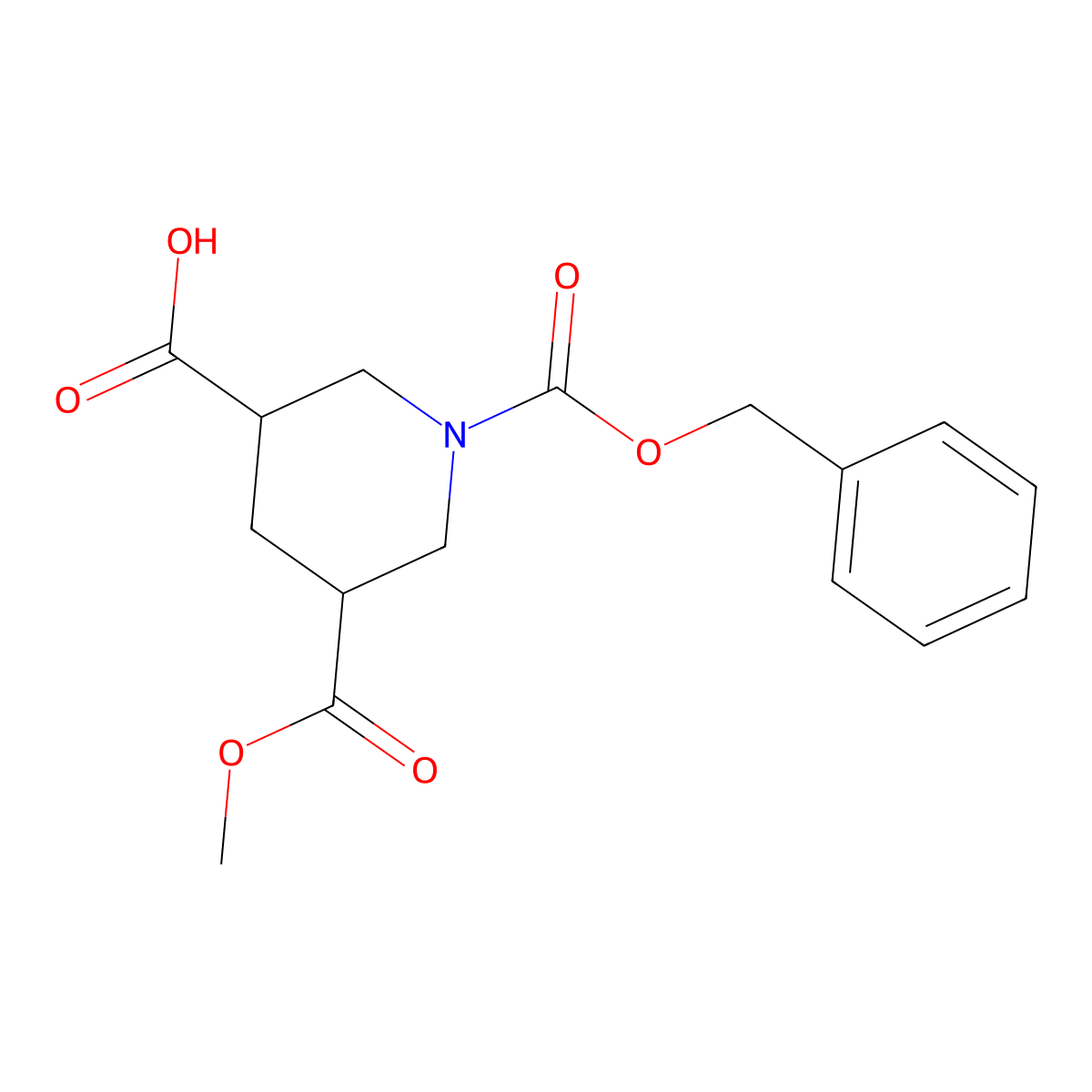 1-(Benzyloxycarbonyl)-5-(methoxycarbonyl)piperidine-3-carboxylic acid molecular structure, CAS 1159982-68-9