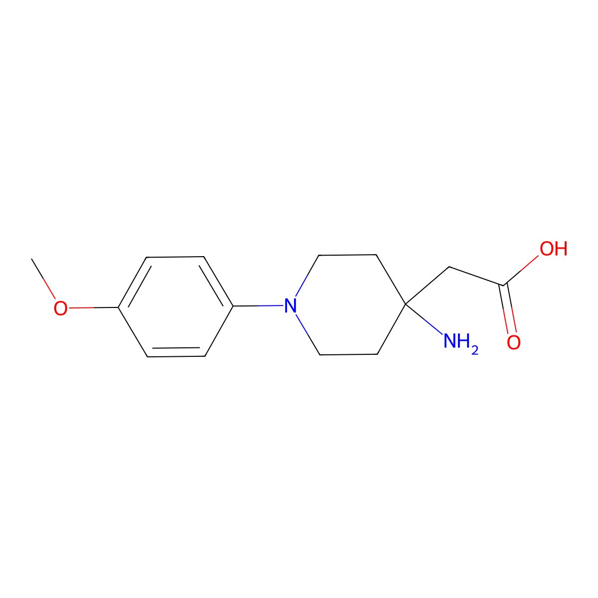 2-(4-Amino-1-(4-methoxyphenyl)piperidin-4-YL)acetic acid molecular structure, CAS 1159983-49-9