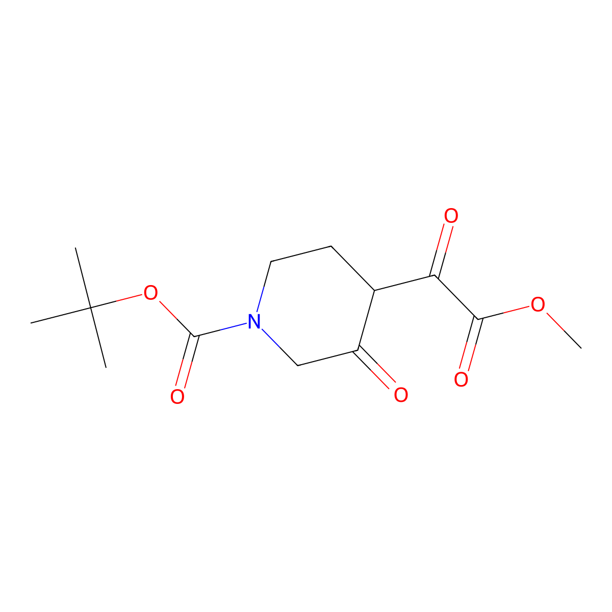 Tert-butyl 4-(2-methoxy-2-oxoacetyl)-3-oxopiperidine-1-carboxylate molecular structure, CAS 1159983-63-7