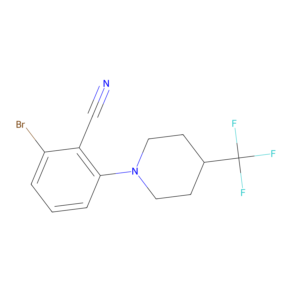 2-Bromo-6-[4-(trifluoromethyl)piperidino]benzonitrile molecular structure, CAS 1159984-51-6