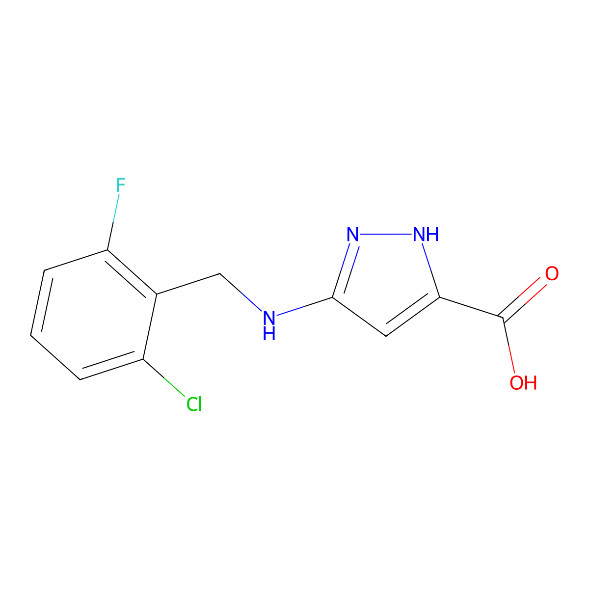 3-((2-Chloro-6-fluorobenzyl)amino)-1H-pyrazole-5-carboxylic acid molecular structure, CAS 1159988-34-7