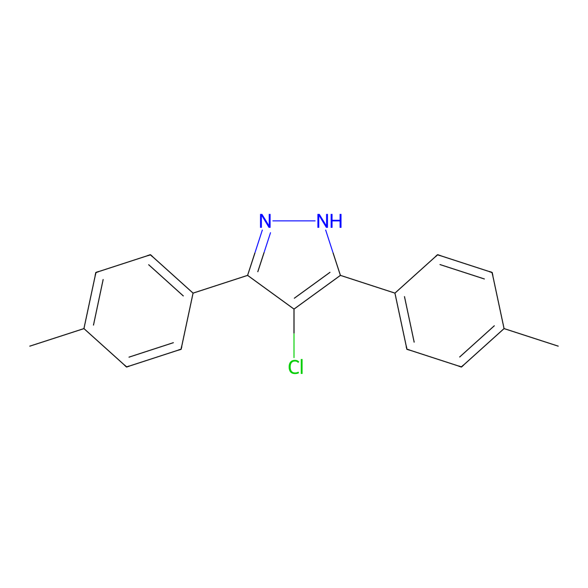 4-chloro-3,5-bis(4-methylphenyl)-1H-pyrazole molecular structure, CAS 1159988-47-2