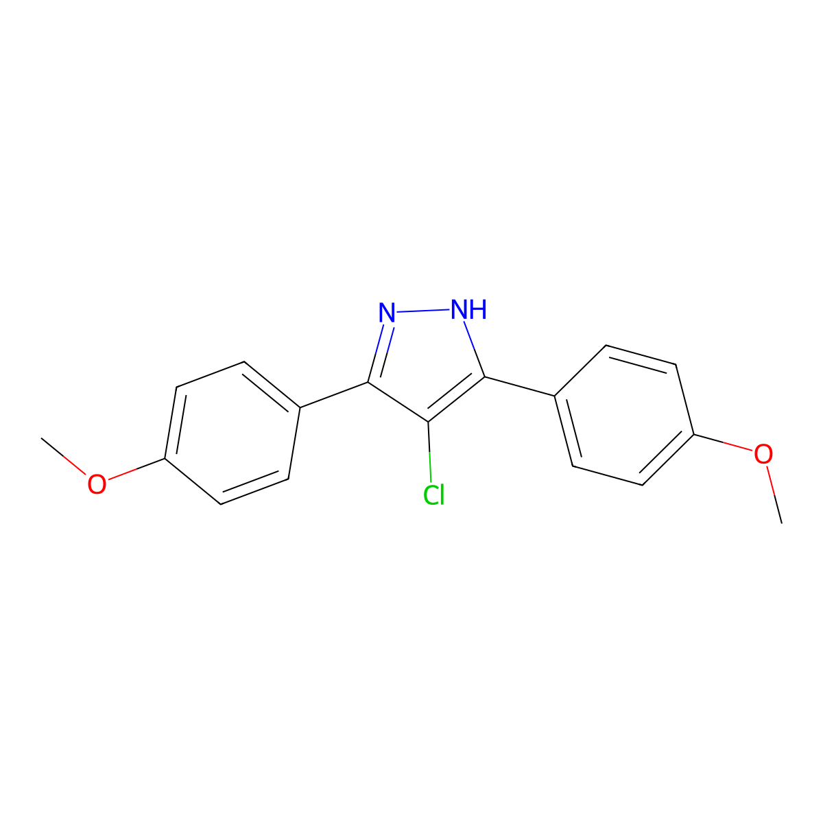 4-chloro-3,5-bis(4-methoxyphenyl)-1H-pyrazole molecular structure, CAS 1159988-48-3
