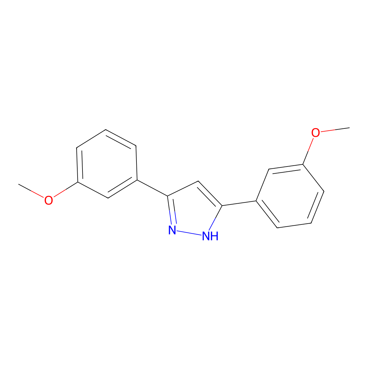 3,5-bis(3-methoxyphenyl)-1H-pyrazole molecular structure, CAS 1159988-49-4