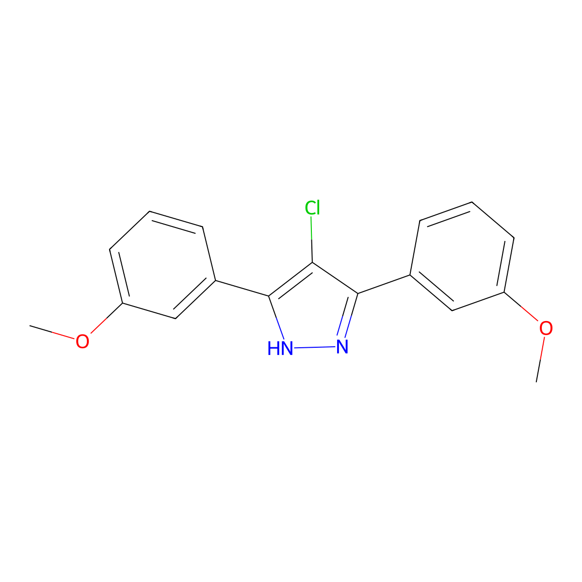 4-chloro-3,5-bis(3-methoxyphenyl)-1H-pyrazole molecular structure, CAS 1159988-50-7