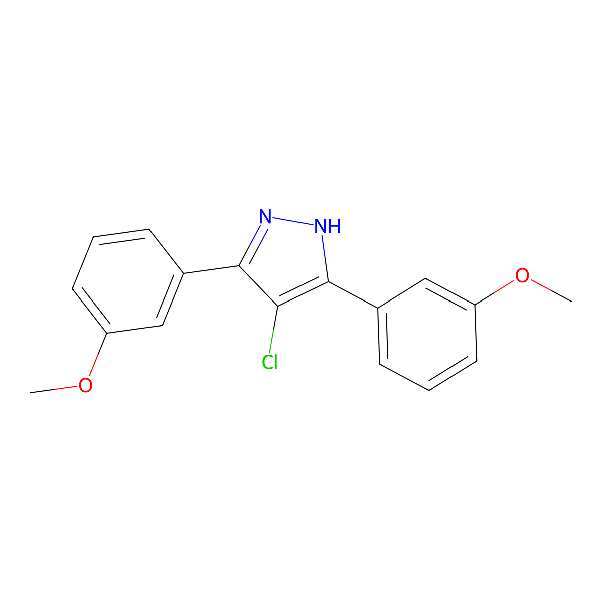 4-chloro-3,5-bis(3-methoxyphenyl)-1H-pyrazole molecular structure, CAS 1159988-50-7