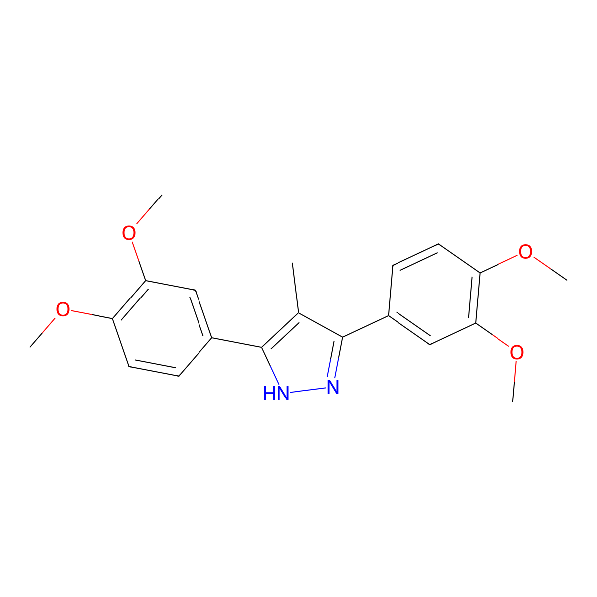 3,5-bis(3,4-dimethoxyphenyl)-4-methyl-1H-pyrazole molecular structure, CAS 1159988-51-8