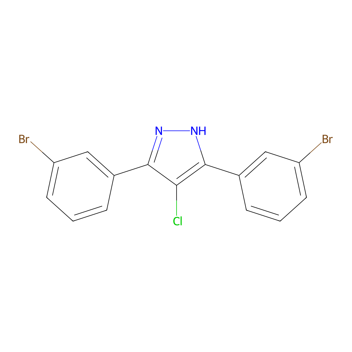 3,5-bis(3-bromophenyl)-4-chloro-1H-pyrazole molecular structure, CAS 1159988-52-9