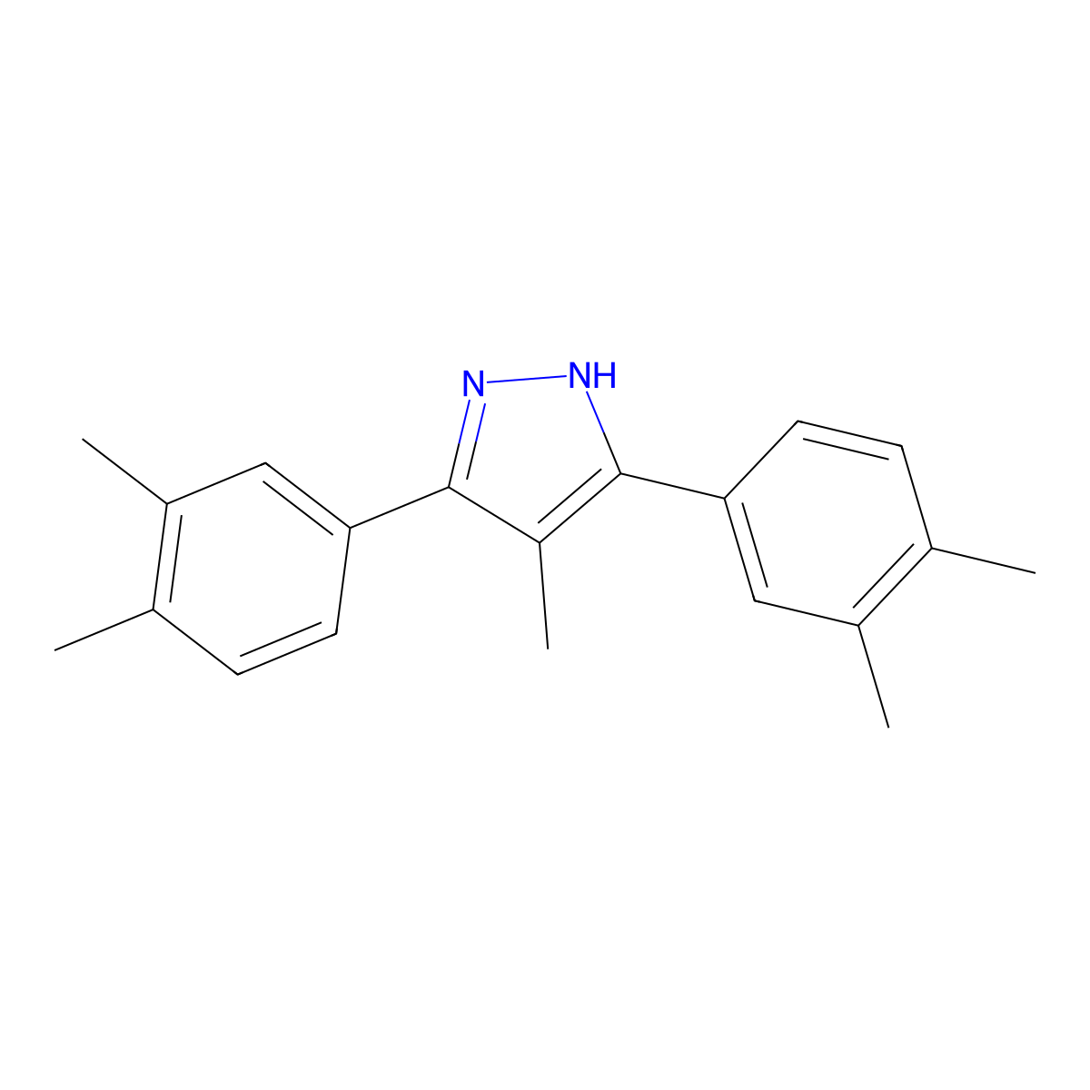 3,5-bis(3,4-dimethylphenyl)-4-methyl-1H-pyrazole molecular structure, CAS 1159988-53-0