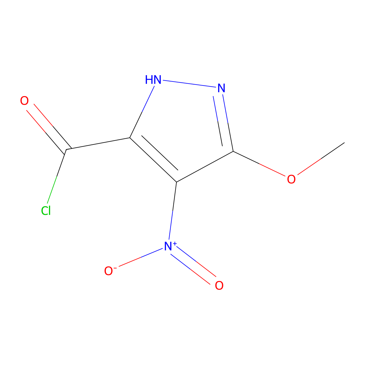 3-methoxy-4-nitro-1H-pyrazole-5-carbonyl chloride molecular structure, CAS 1159988-54-1