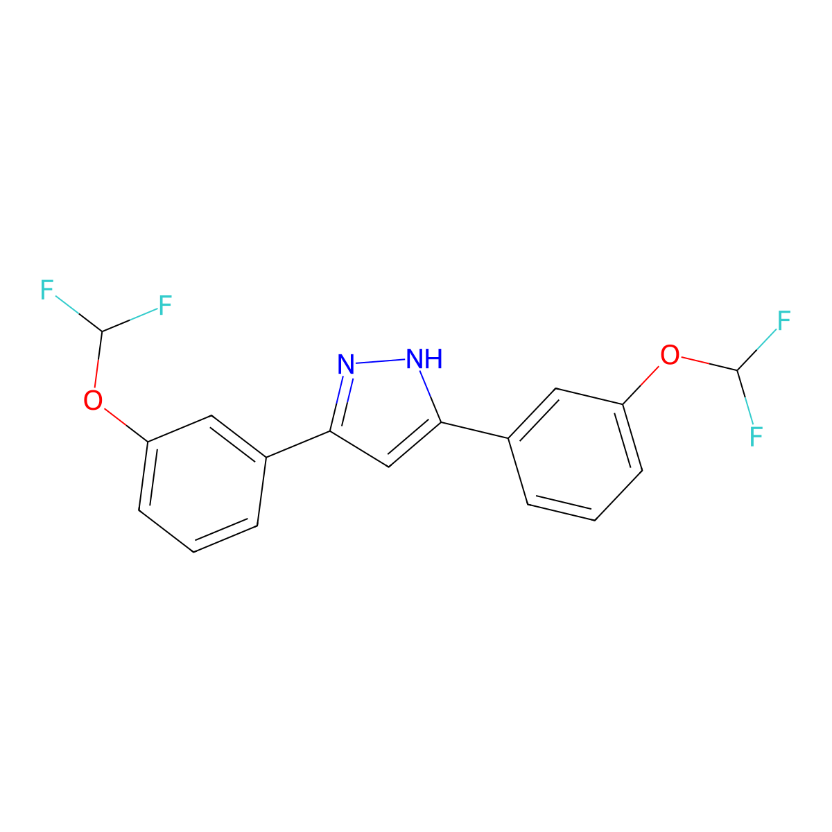3,5-bis[3-(difluoromethoxy)phenyl]-1H-pyrazole molecular structure, CAS 1159988-69-8