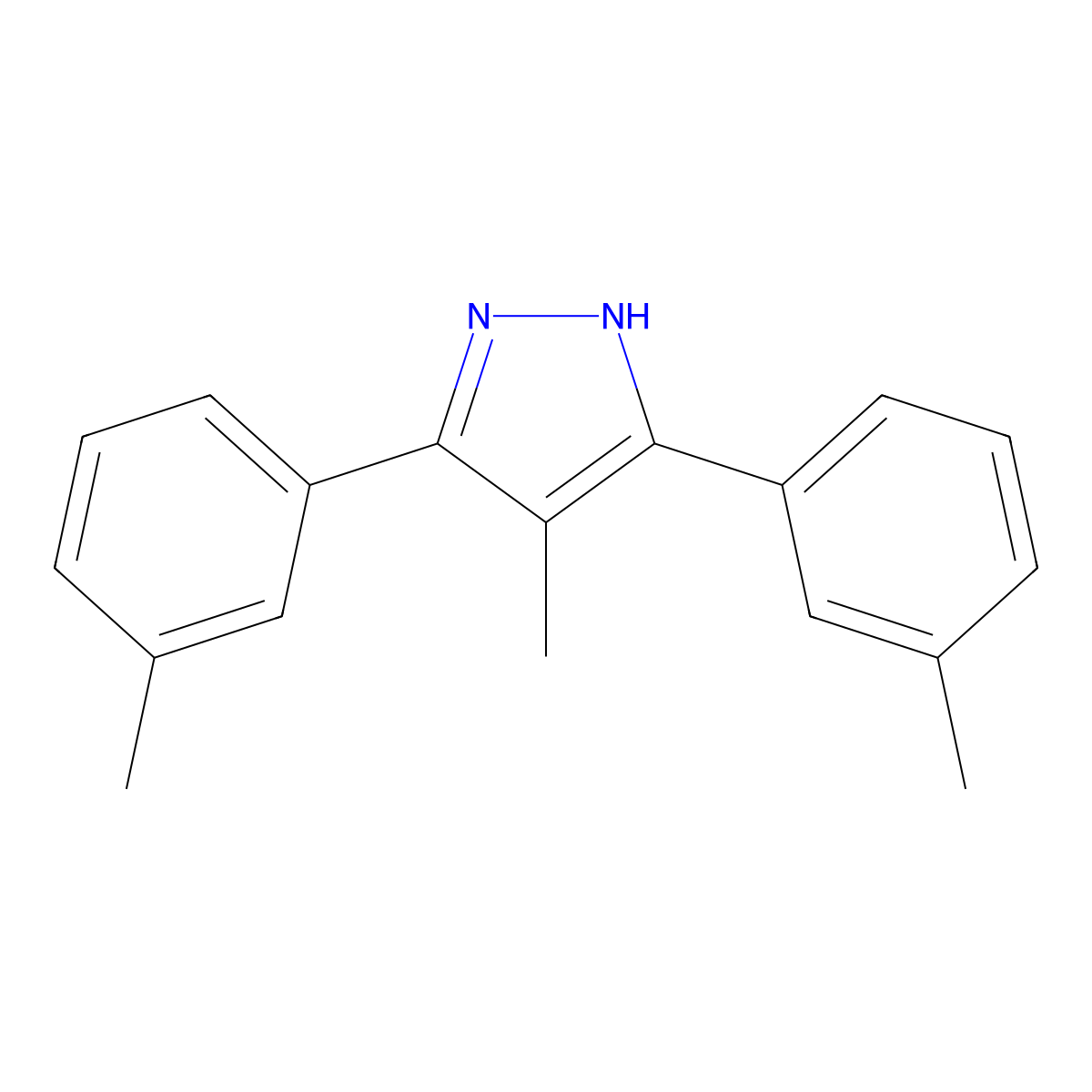 4-methyl-3,5-bis(3-methylphenyl)-1H-pyrazole molecular structure, CAS 1159988-71-2