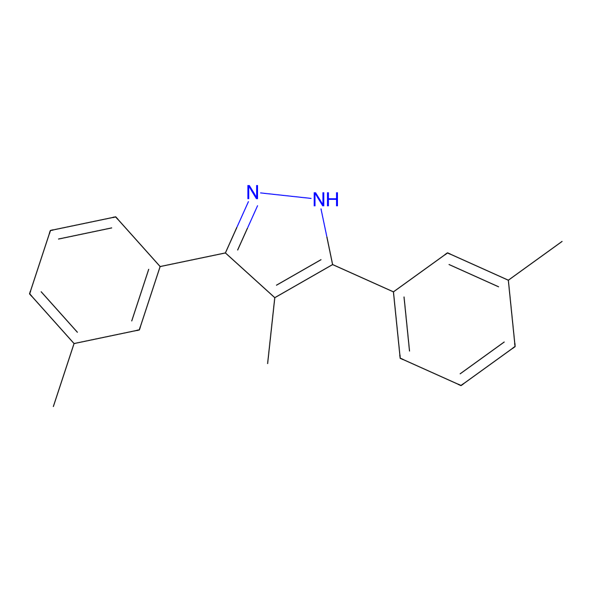 4-methyl-3,5-bis(3-methylphenyl)-1H-pyrazole molecular structure, CAS 1159988-71-2