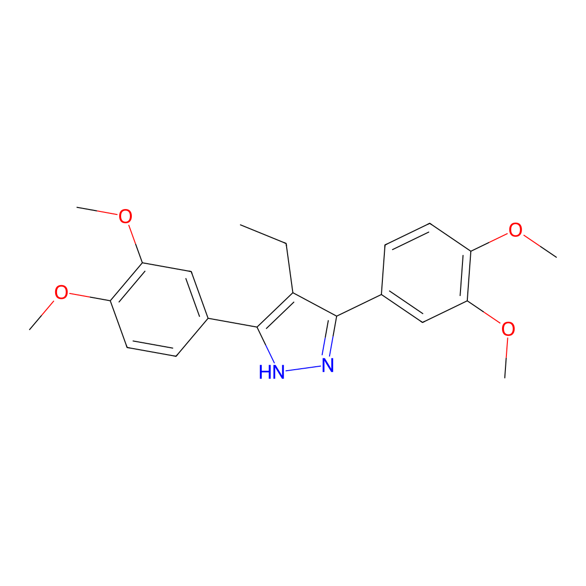 3,5-bis(3,4-dimethoxyphenyl)-4-ethyl-1H-pyrazole molecular structure, CAS 1159988-72-3