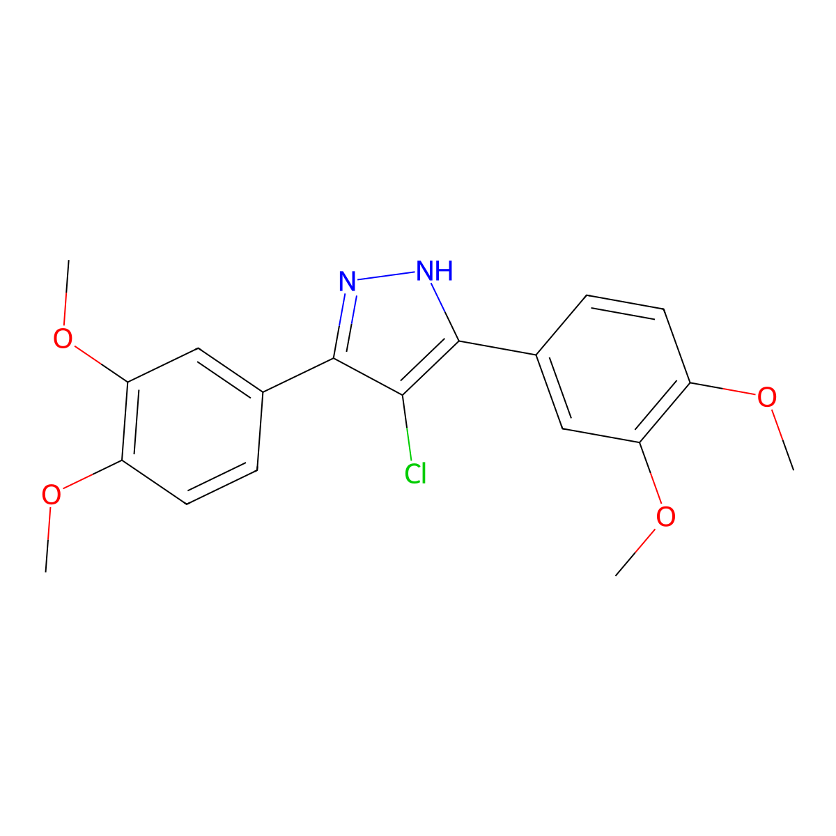 4-chloro-3,5-bis(3,4-dimethoxyphenyl)-1H-pyrazole molecular structure, CAS 1159988-73-4