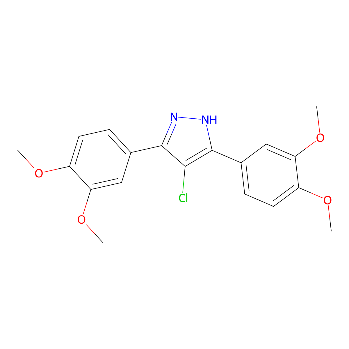 4-chloro-3,5-bis(3,4-dimethoxyphenyl)-1H-pyrazole molecular structure, CAS 1159988-73-4