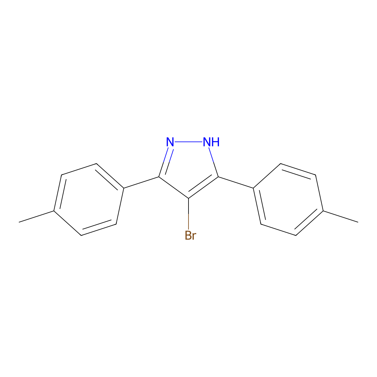 4-bromo-3,5-bis(4-methylphenyl)-1H-pyrazole molecular structure, CAS 1159988-74-5