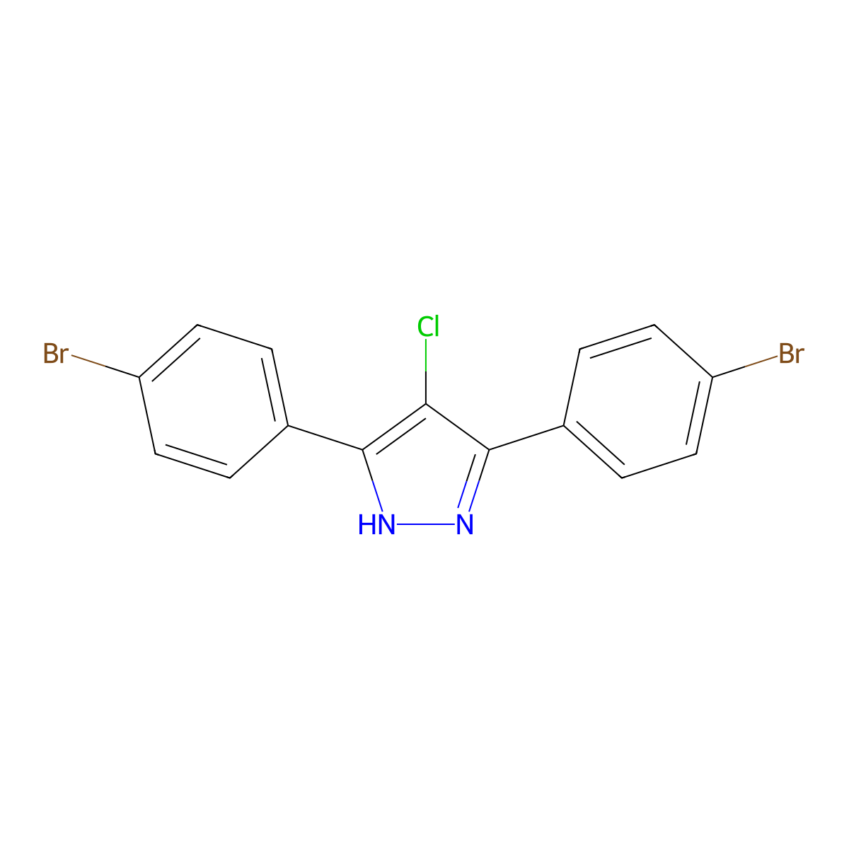 3,5-bis(4-bromophenyl)-4-chloro-1H-pyrazole molecular structure, CAS 1159988-75-6