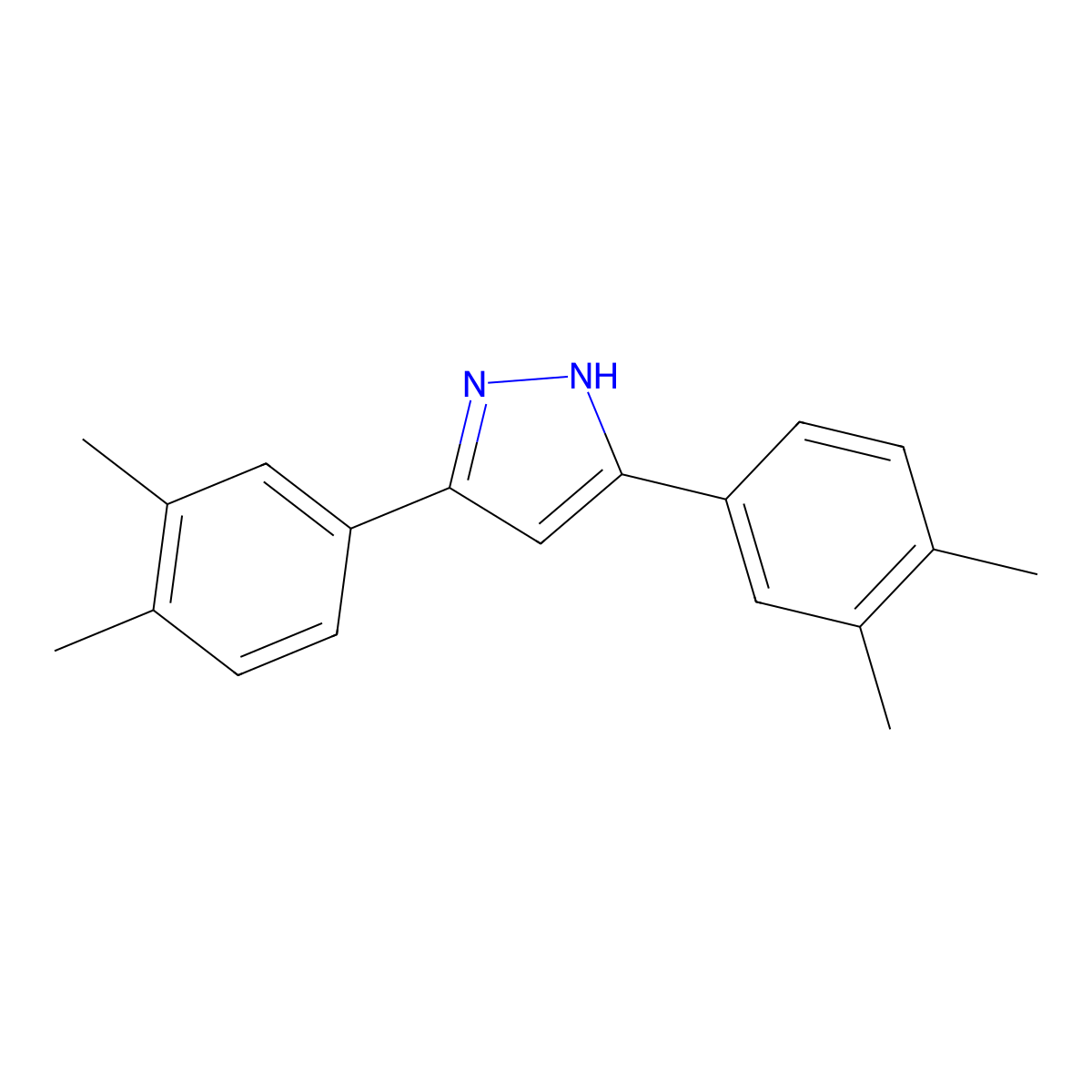 3,5-bis(3,4-dimethylphenyl)-1H-pyrazole molecular structure, CAS 1159993-16-4