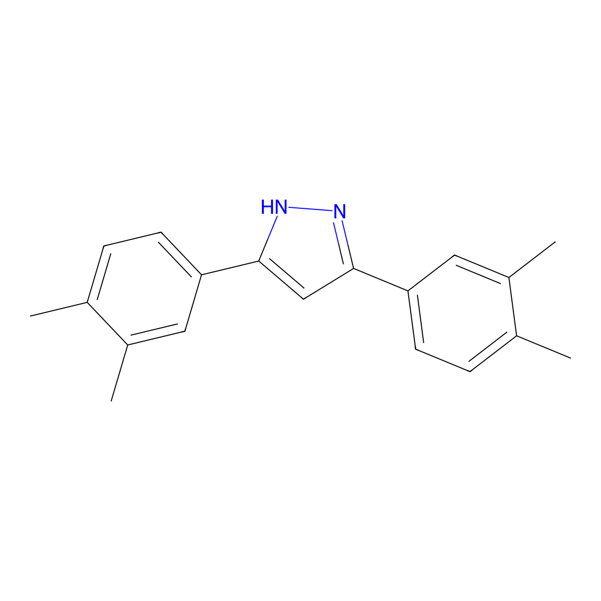 3,5-bis(3,4-dimethylphenyl)-1H-pyrazole molecular structure, CAS 1159993-16-4