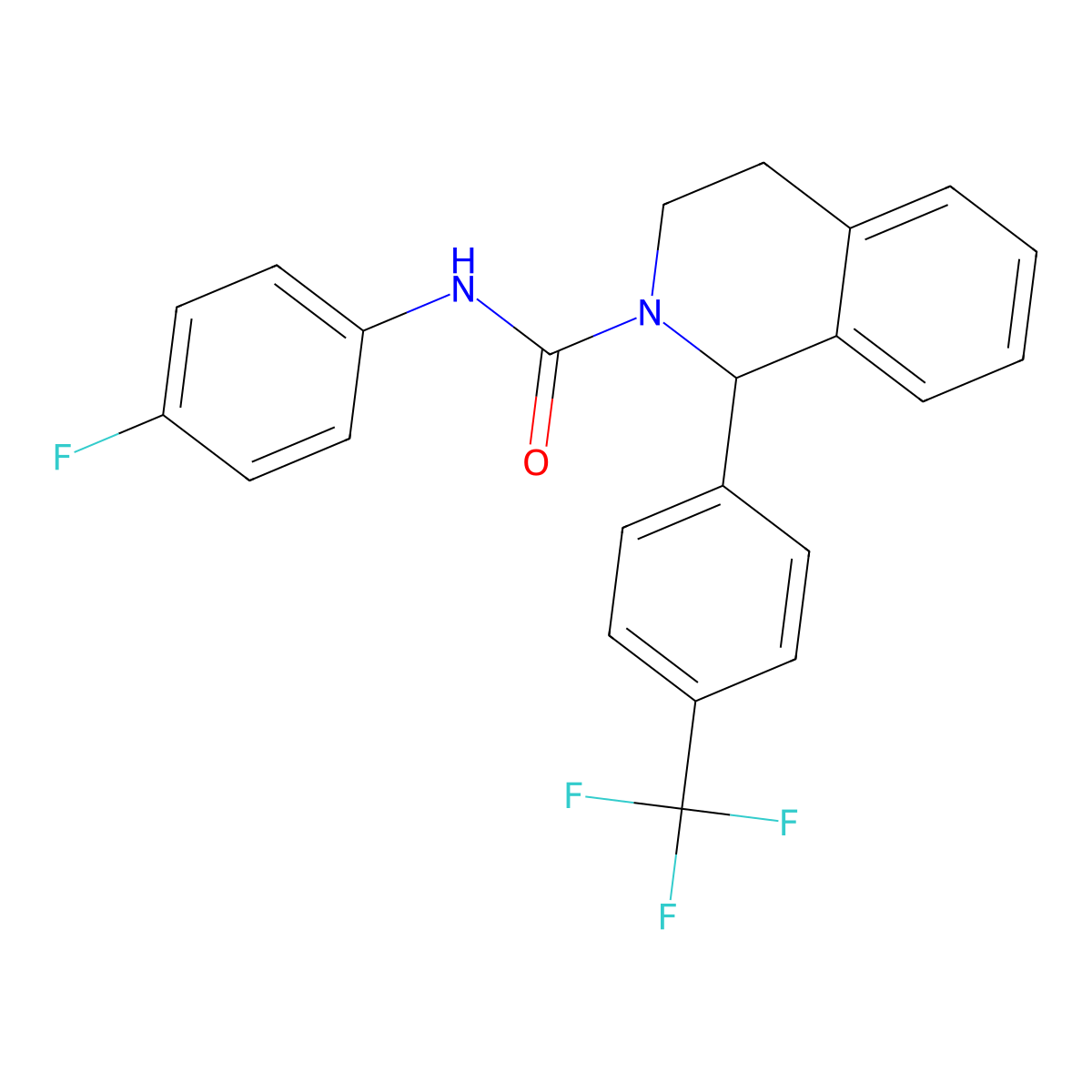 N-(4-Fluorophenyl)-1-(4-(trifluoromethyl)phenyl)-3,4-dihydroisoquinoline-2(1H)-carboxamide molecular structure, CAS 1159996-20-9