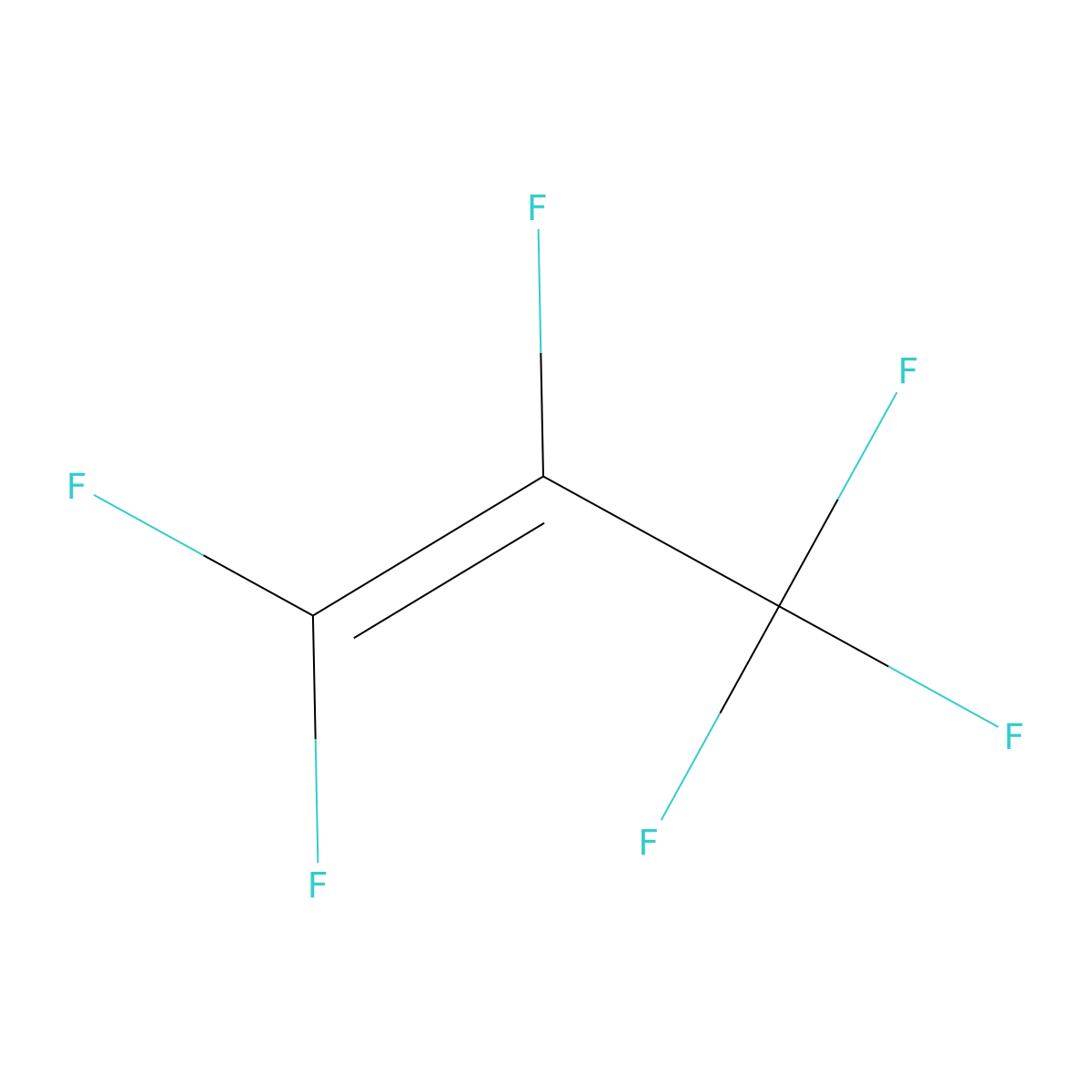 Hexafluoropropylene molecular structure, CAS 116-15-4