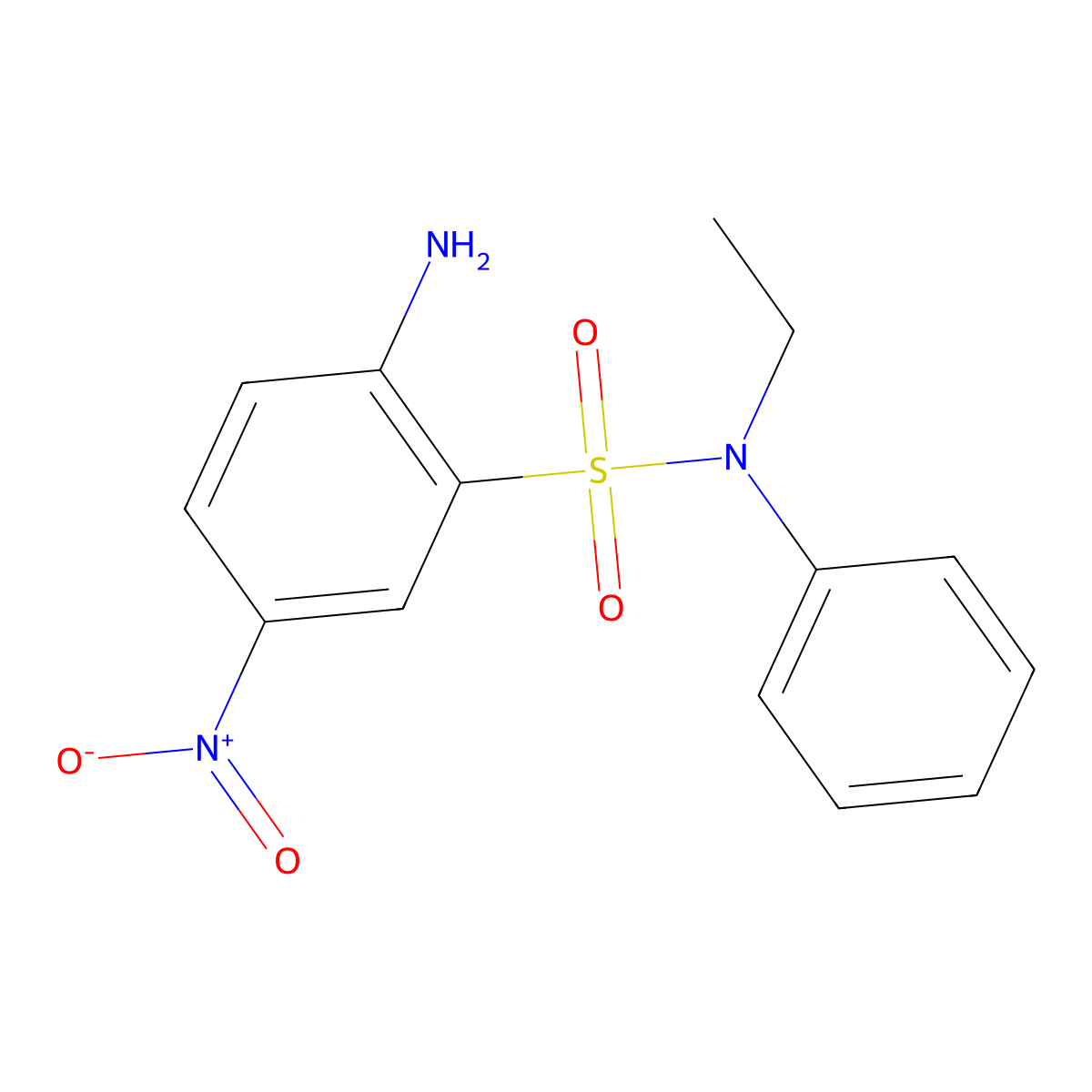 Benzenesulfonamide, 2-amino-N-ethyl-5-nitro-N-phenyl- molecular structure, CAS 116-34-7