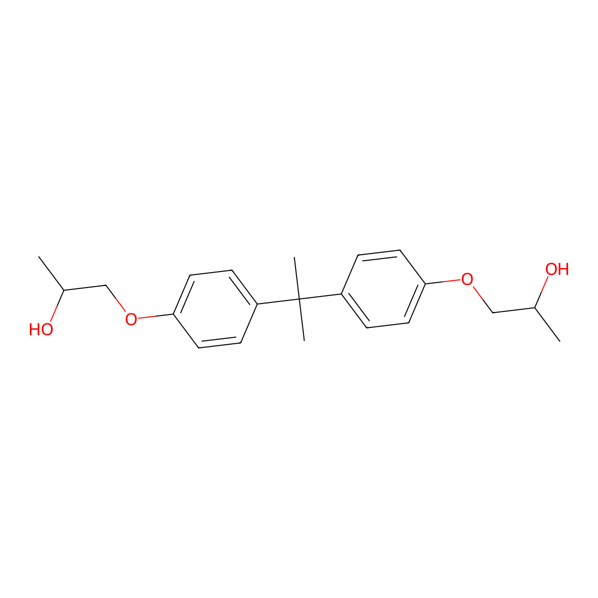 Bisphenol A bis(2-hydroxypropyl) ether molecular structure, CAS 116-37-0