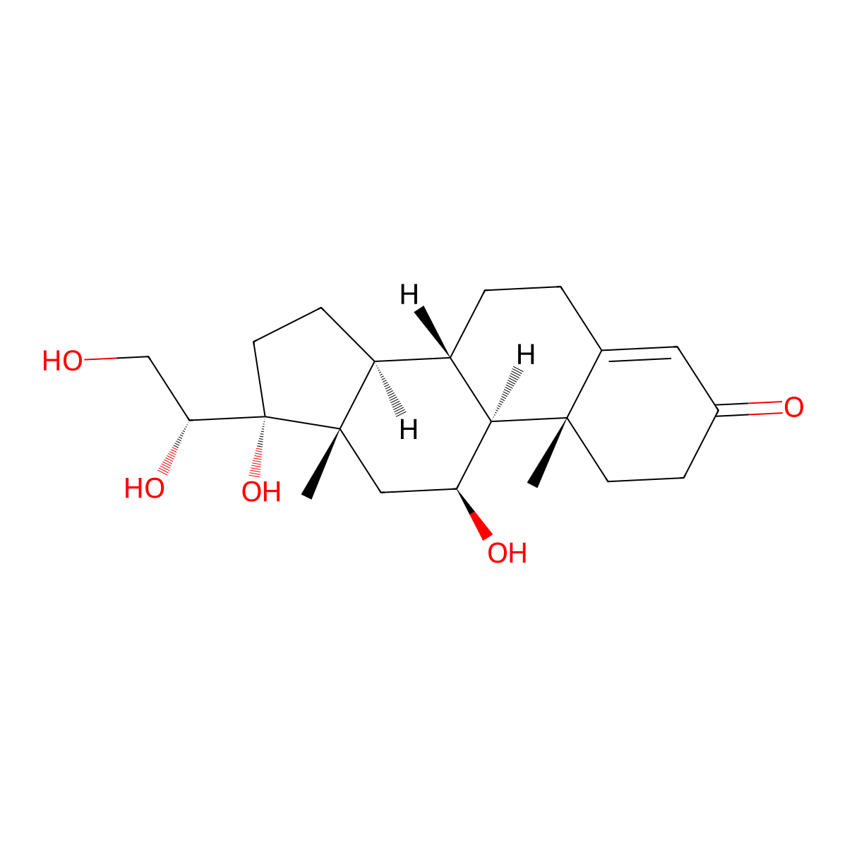 11,17,20,21-Tetrahydroxypregn-4-en-3-one, (11beta,20R)- molecular structure, CAS 116-58-5