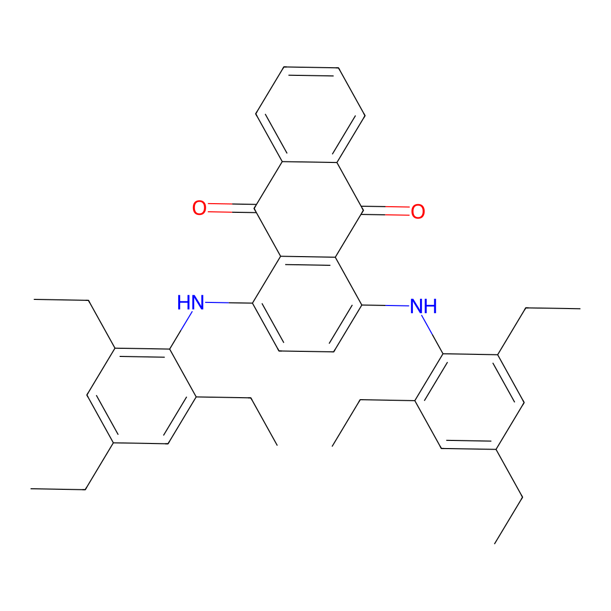 9,10-Anthracenedione, 1,4-bis[(2,4,6-triethylphenyl)amino]- molecular structure, CAS 116-74-5