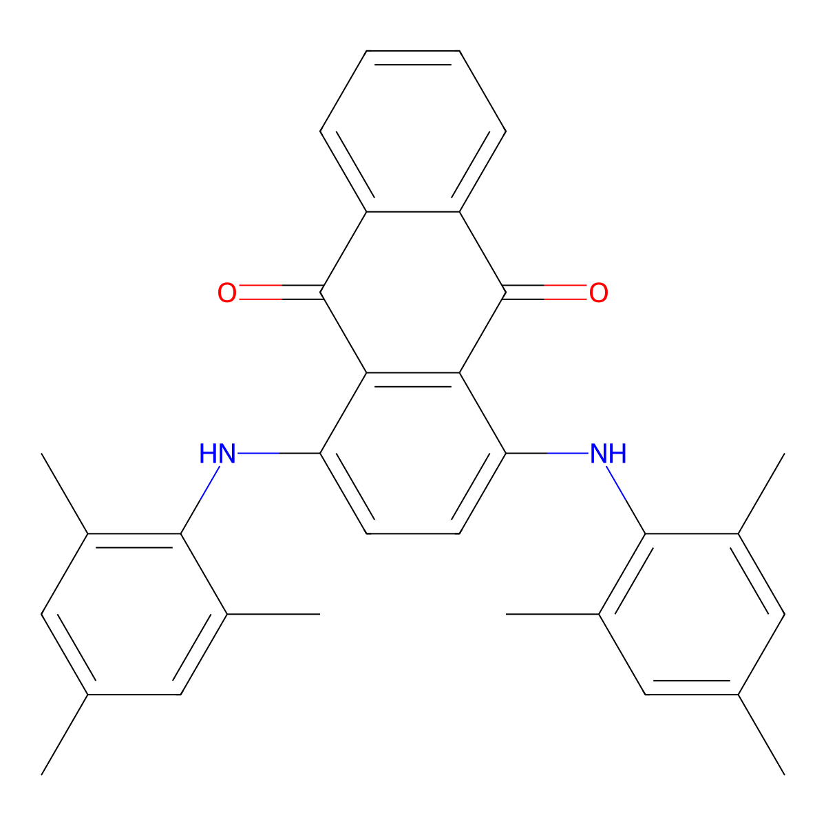 1,4-Bis(mesitylamino)anthraquinone molecular structure, CAS 116-75-6
