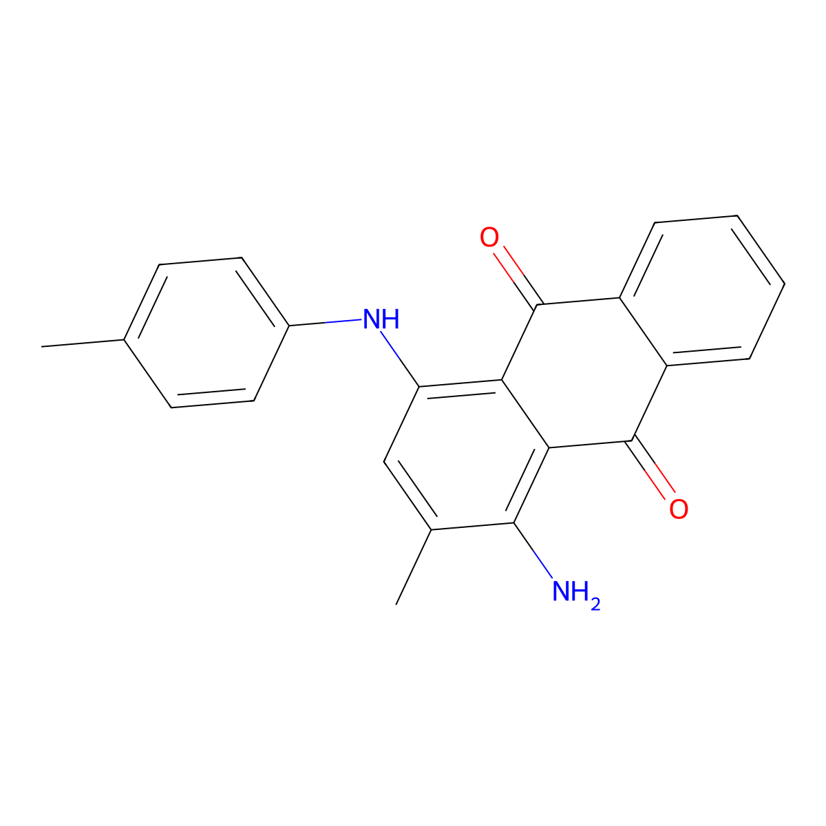 1-Amino-2-methyl-4-((4-methylphenyl)amino)anthraquinone molecular structure, CAS 116-77-8