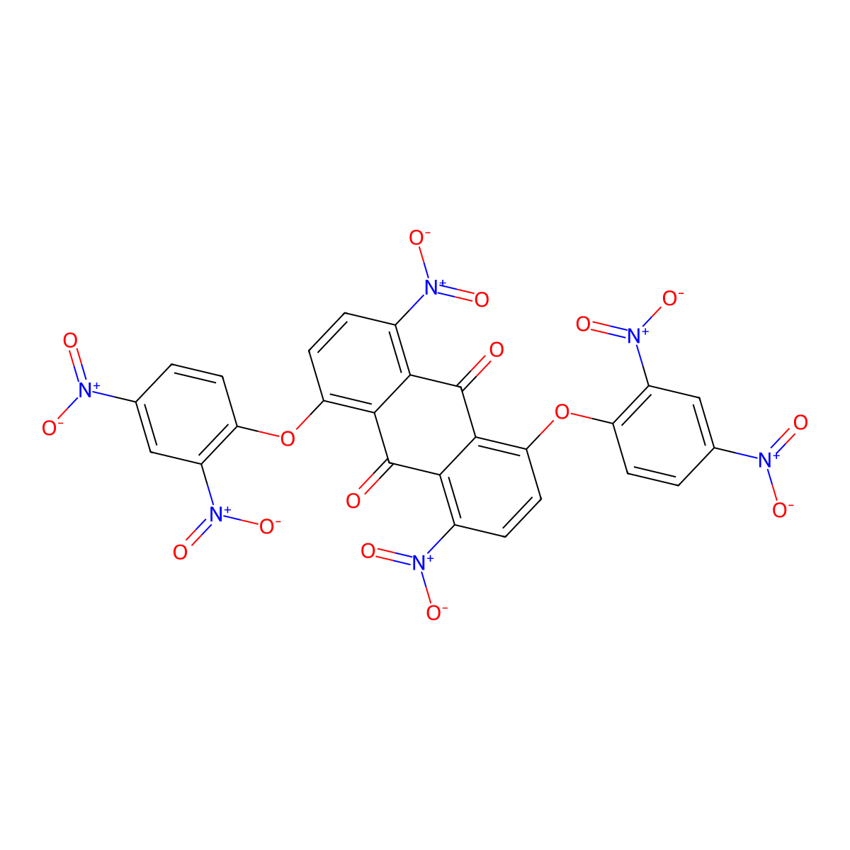 9,10-Anthracenedione, 1,5-bis(2,4-dinitrophenoxy)-4,8-dinitro- molecular structure, CAS 116-78-9